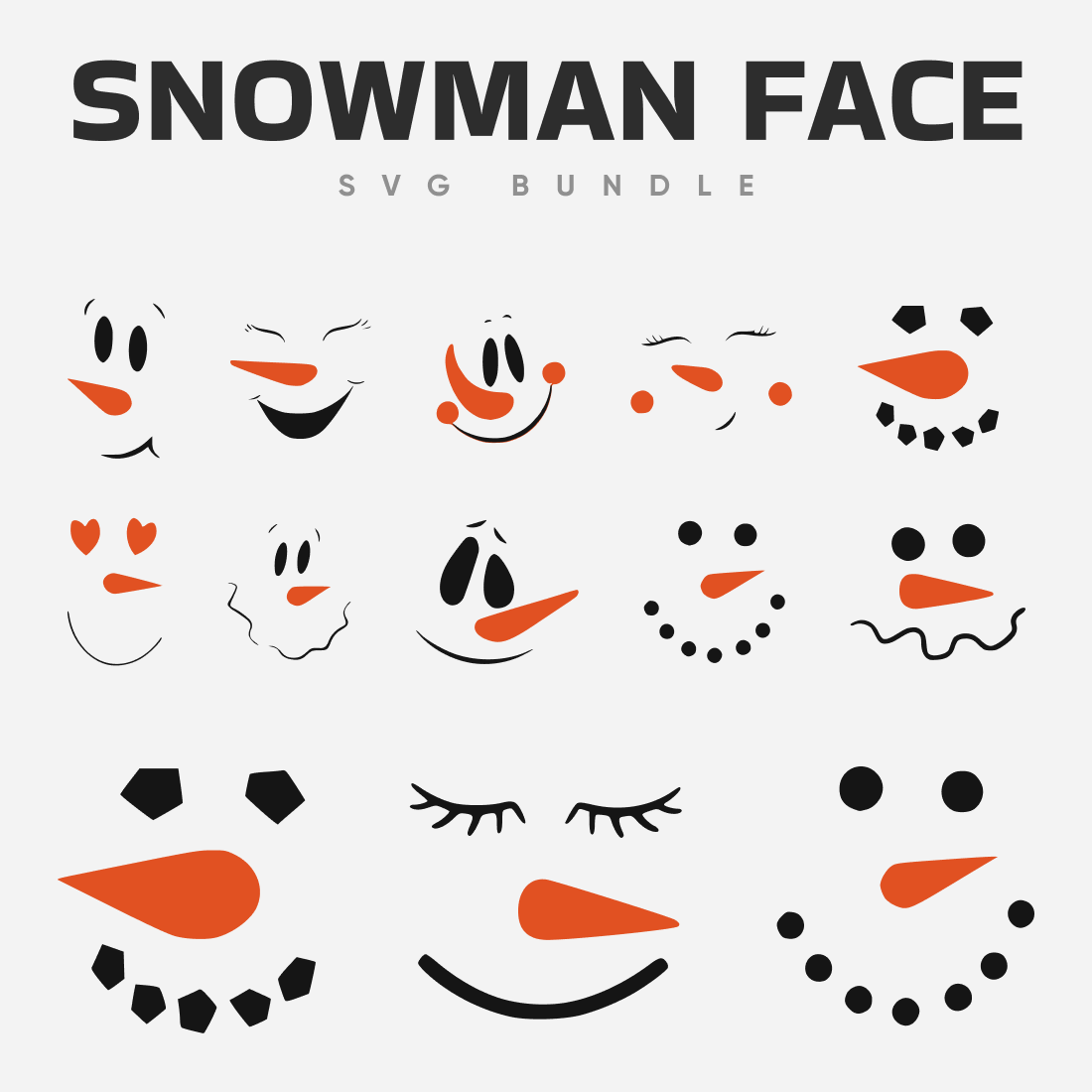 Snowman Face - SVG Bundle Preview.