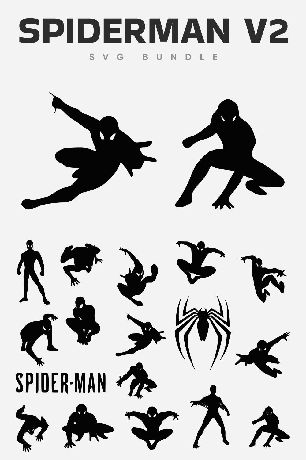 Silhouette Spiderman SVG SVG bundle preview.