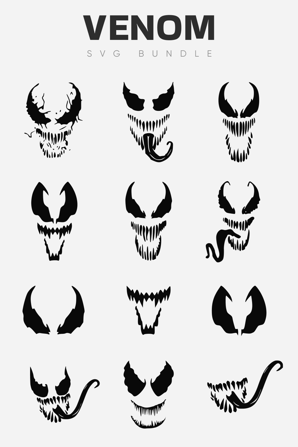 Venom SVG Bundle, Vertical 12 Masks.