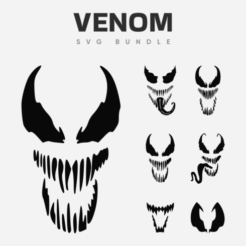 A Set of Venom SVGs, a Large Mask and Six Smaller Ones.
