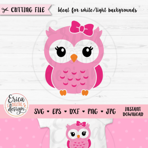 Pink owl with a bow on its head.