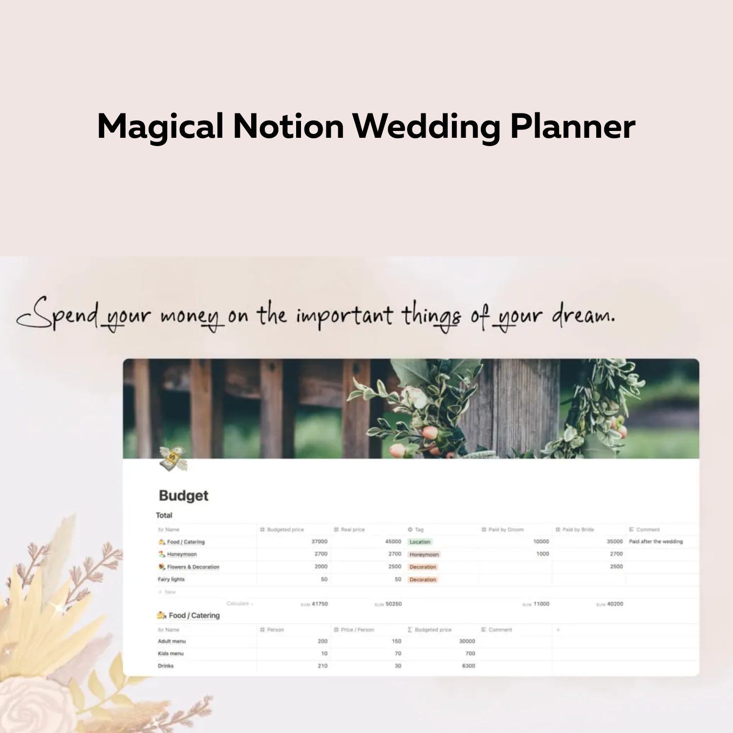 Magical notion wedding planner.