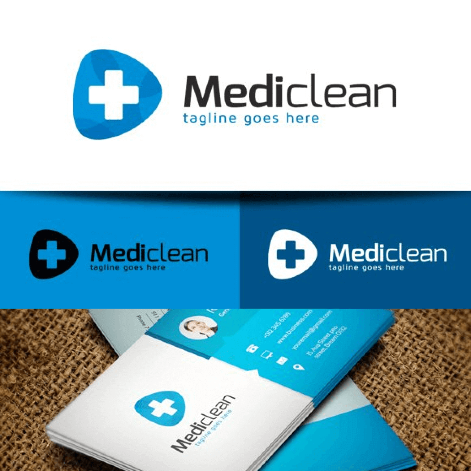 Blue and White Card of Mediclean.