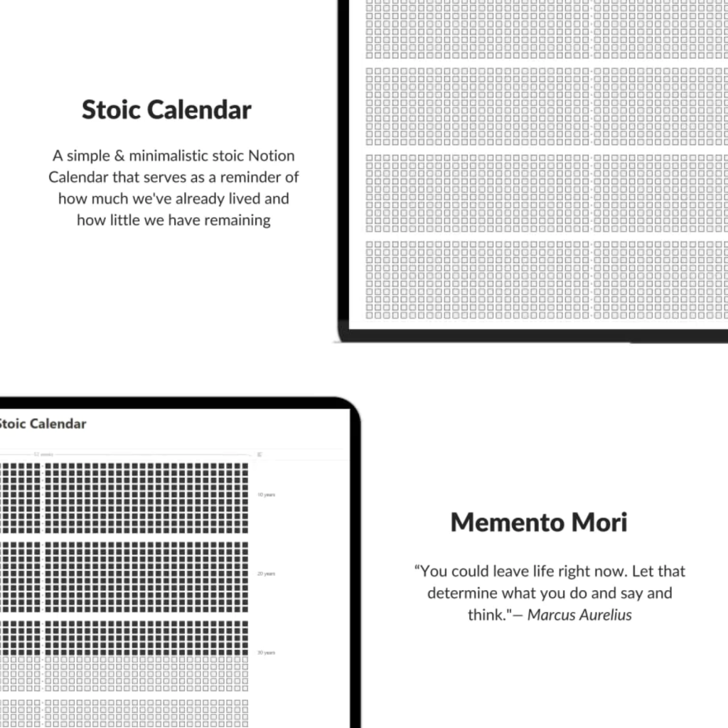 Stoic Life Calendar Notion Template MasterBundles