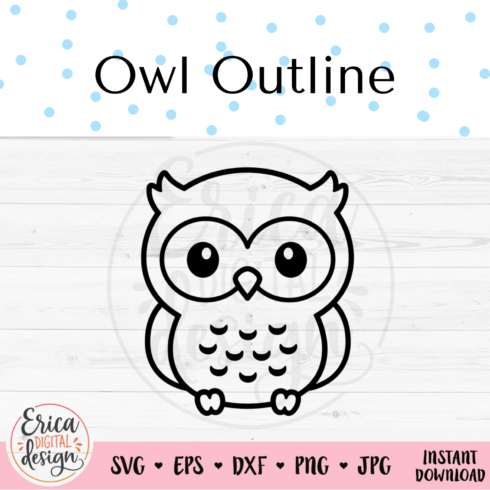 Owl outline is shown on a wooden background.