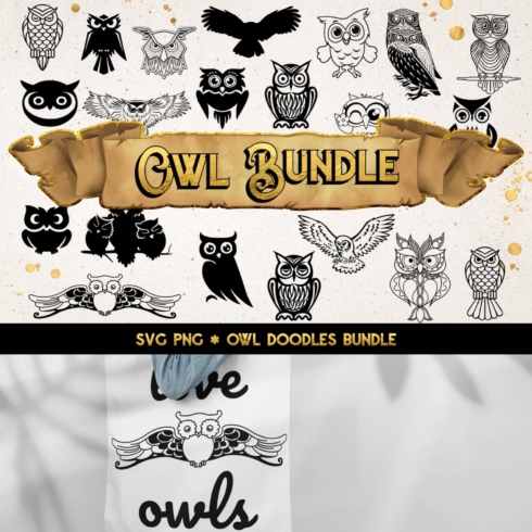 Owl bundle svg and owl doodles bundle.