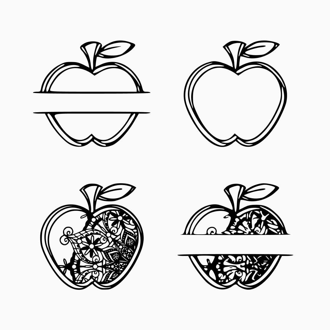 Black Apples with Design and without It.