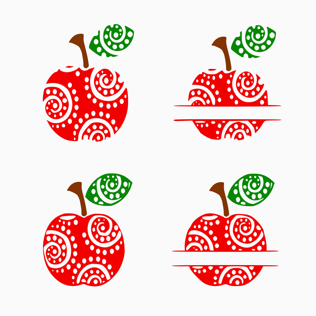 Red Apples SVG Bundle with White Design.