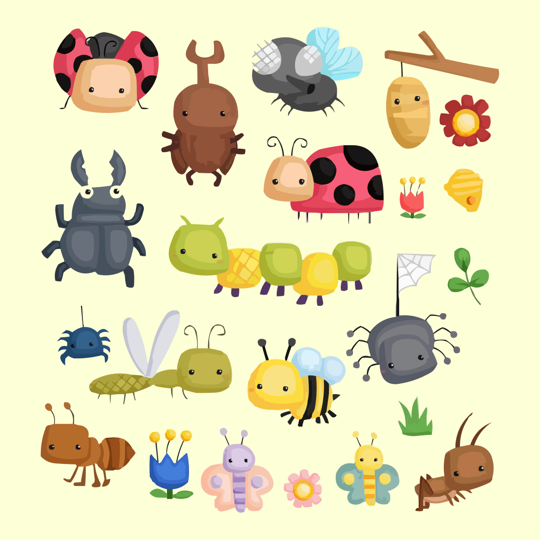Interesting cute bugs clipart SVG bundle.