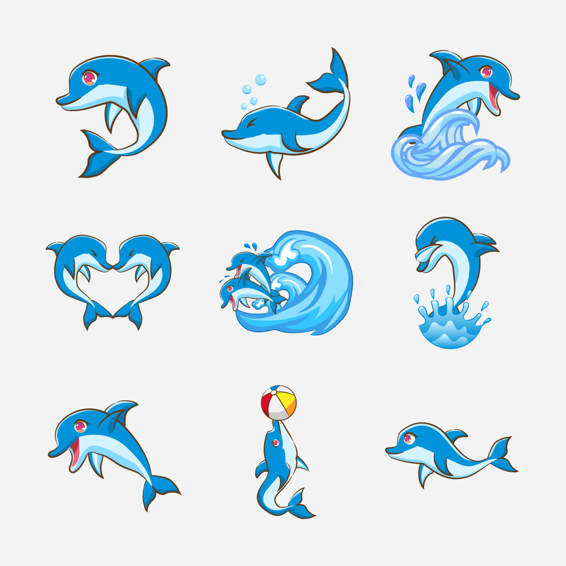 Bunch of dolphins that are in the water.