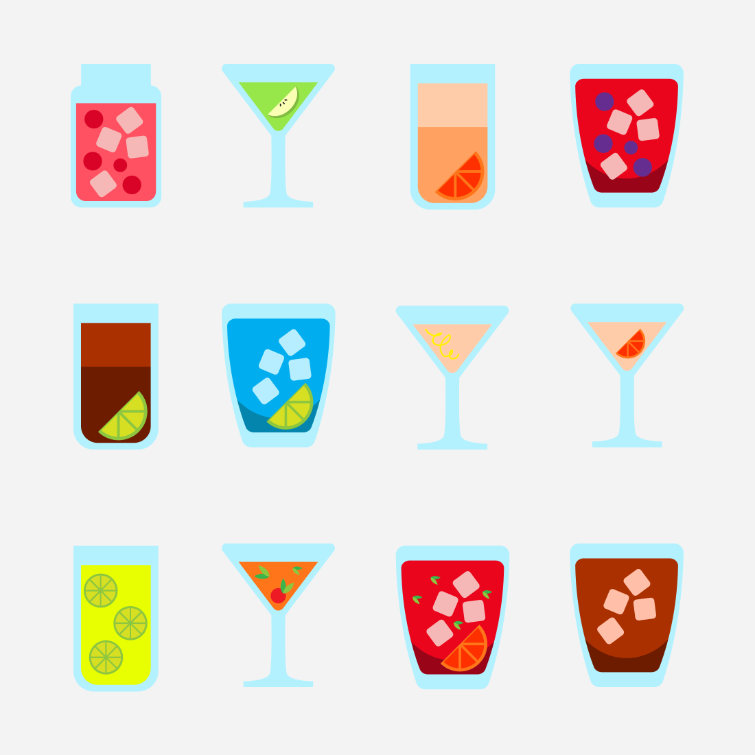 Colored drinking SVG bundle.