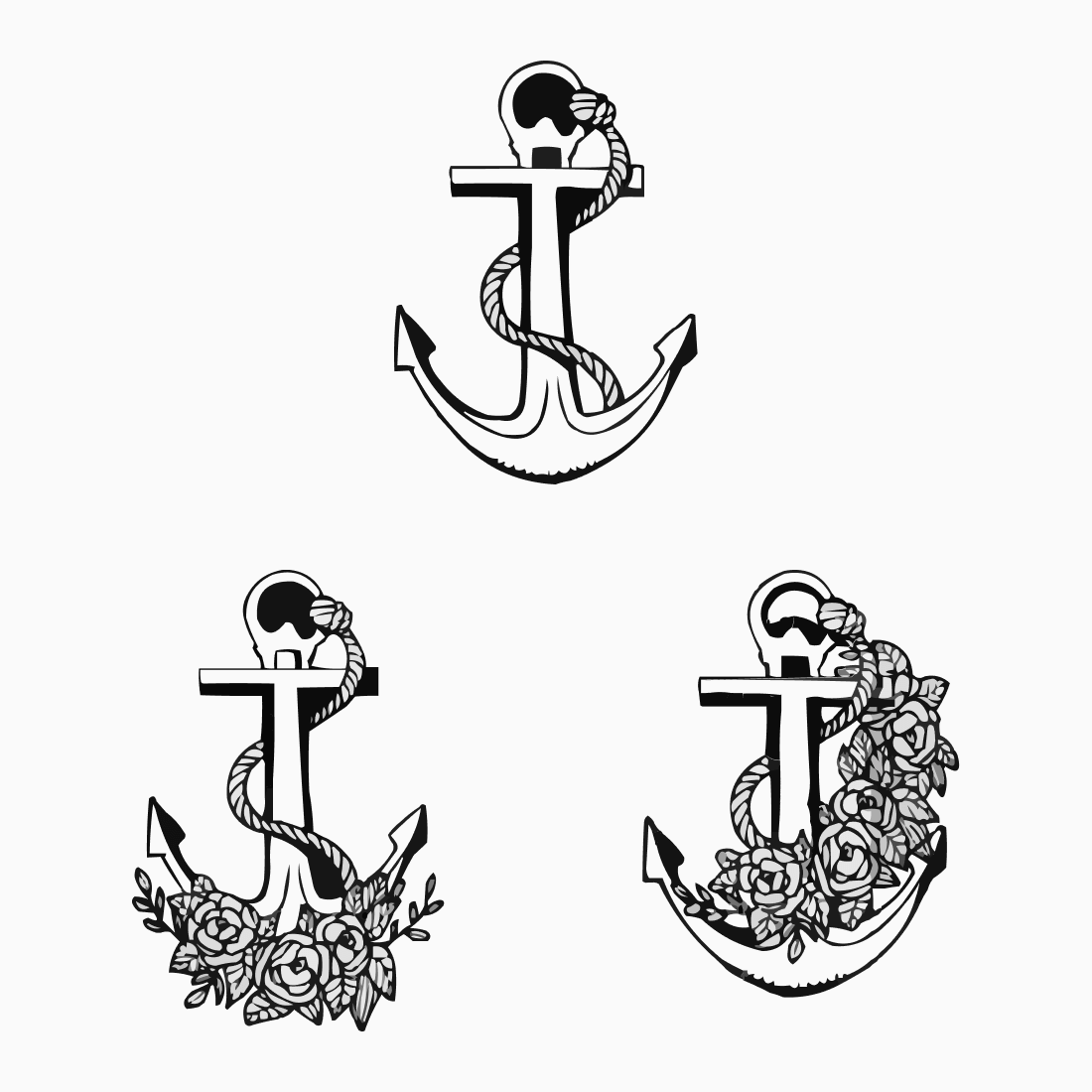 Anchor Decorated with Flowers SVG Bundle.