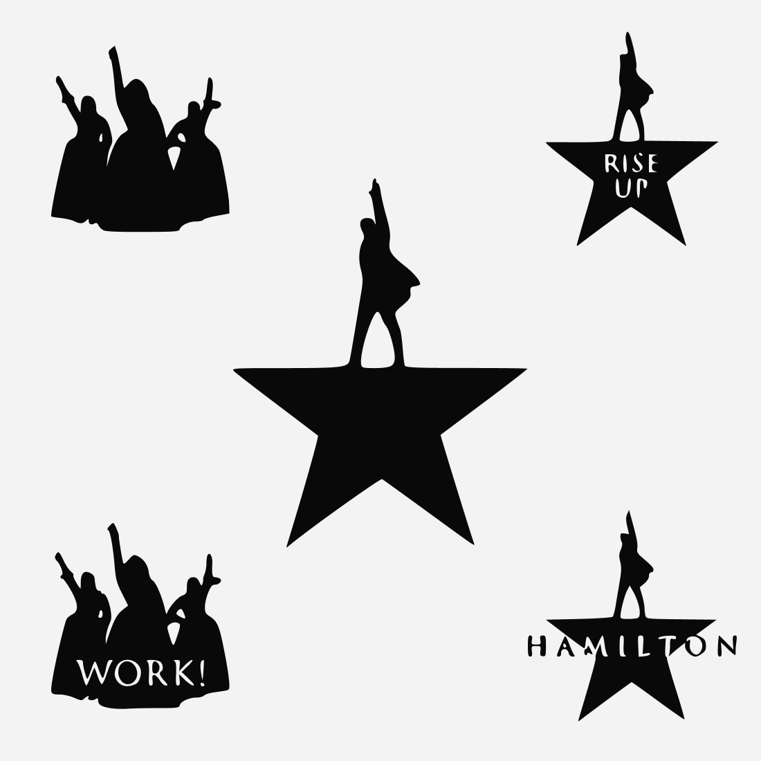 Hamilton SVG Bundle, One Image in the Center and 4 in the Corners.