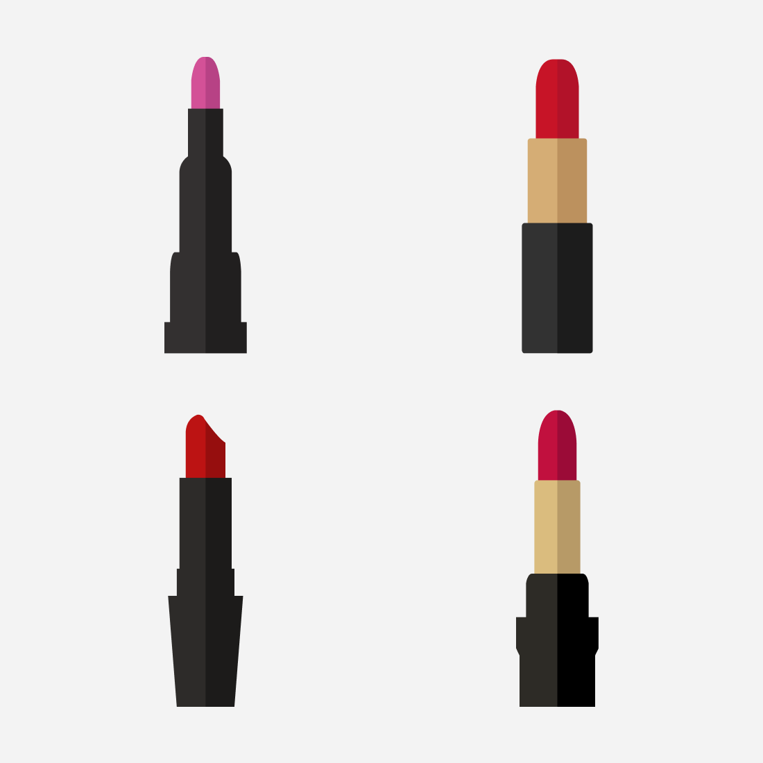 Beautiful women's lipstick of different types.