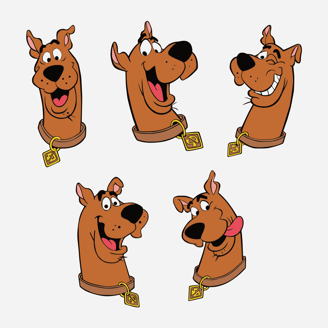 Five Heads of Scooby Doo SVG Bundle.