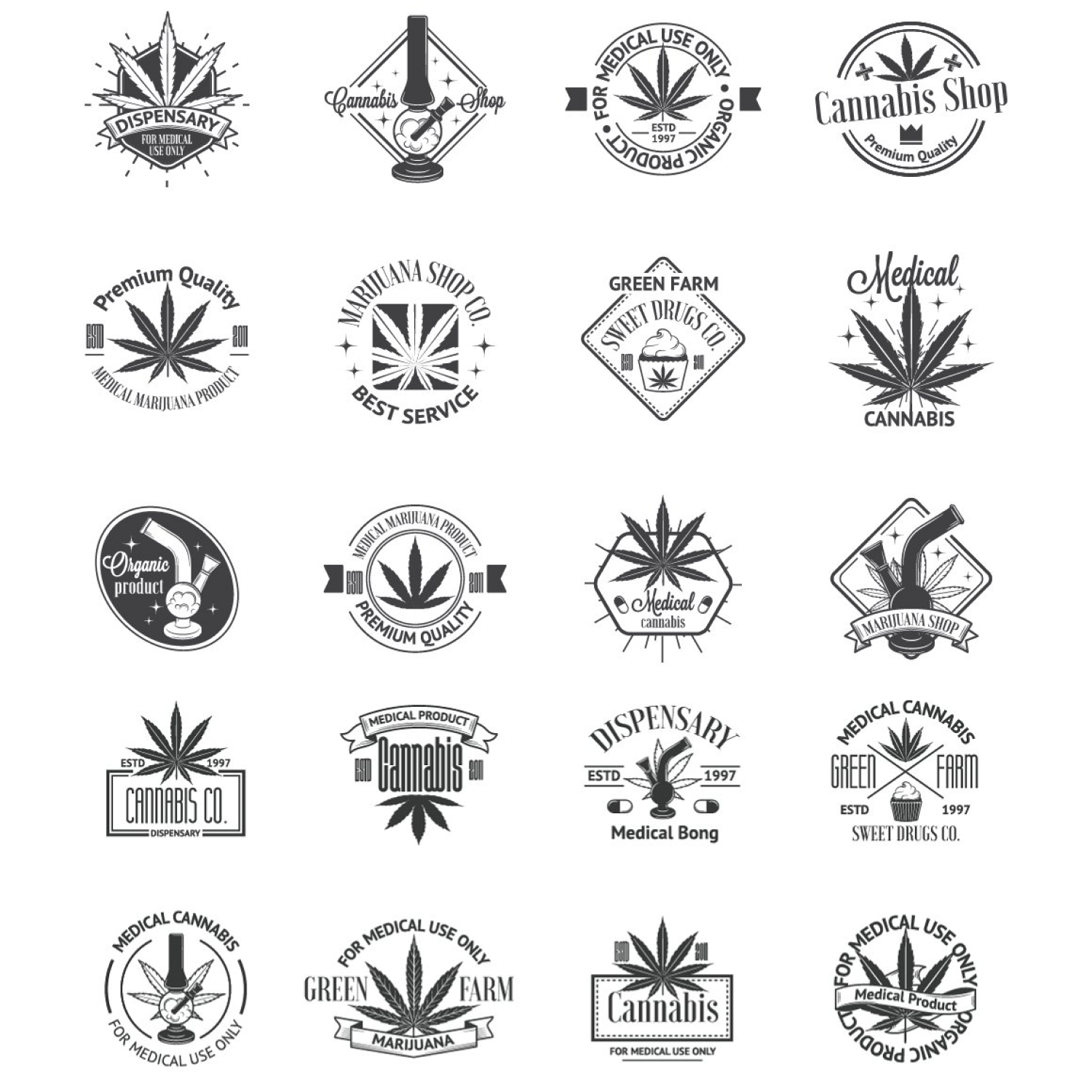 Marijuana logos bundle.