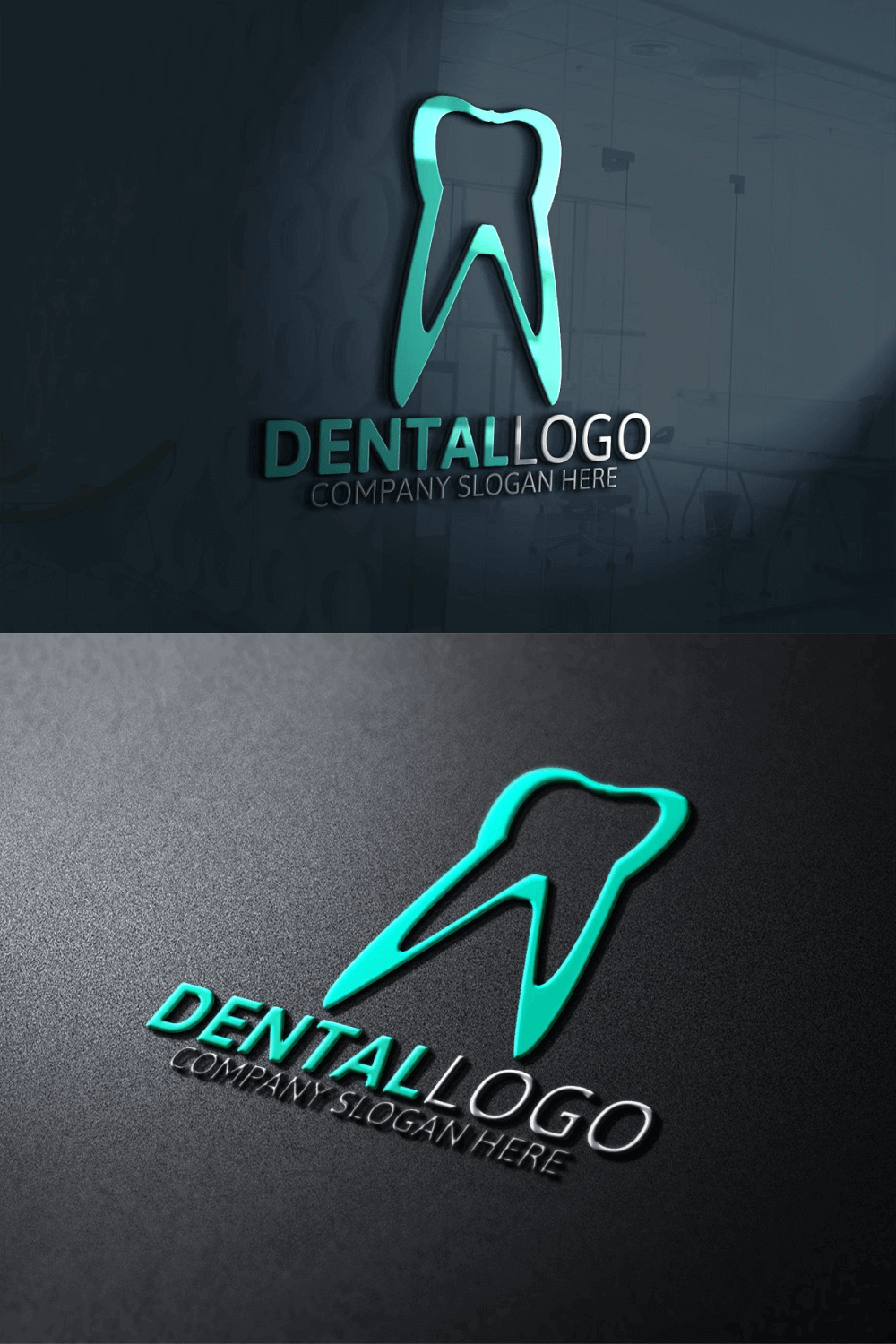 Dental on a matte and glossy surface.