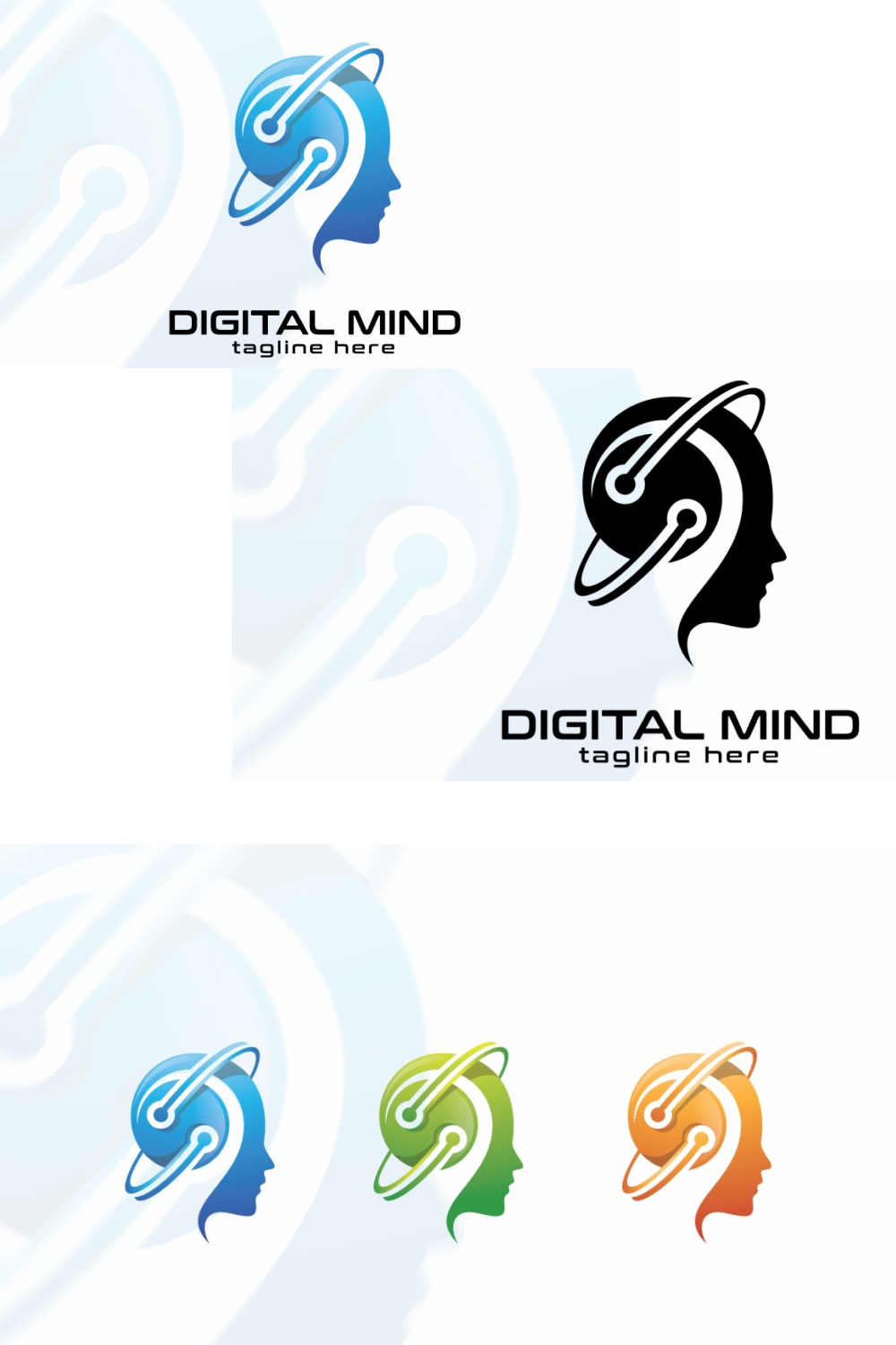 Digital mind logo template.