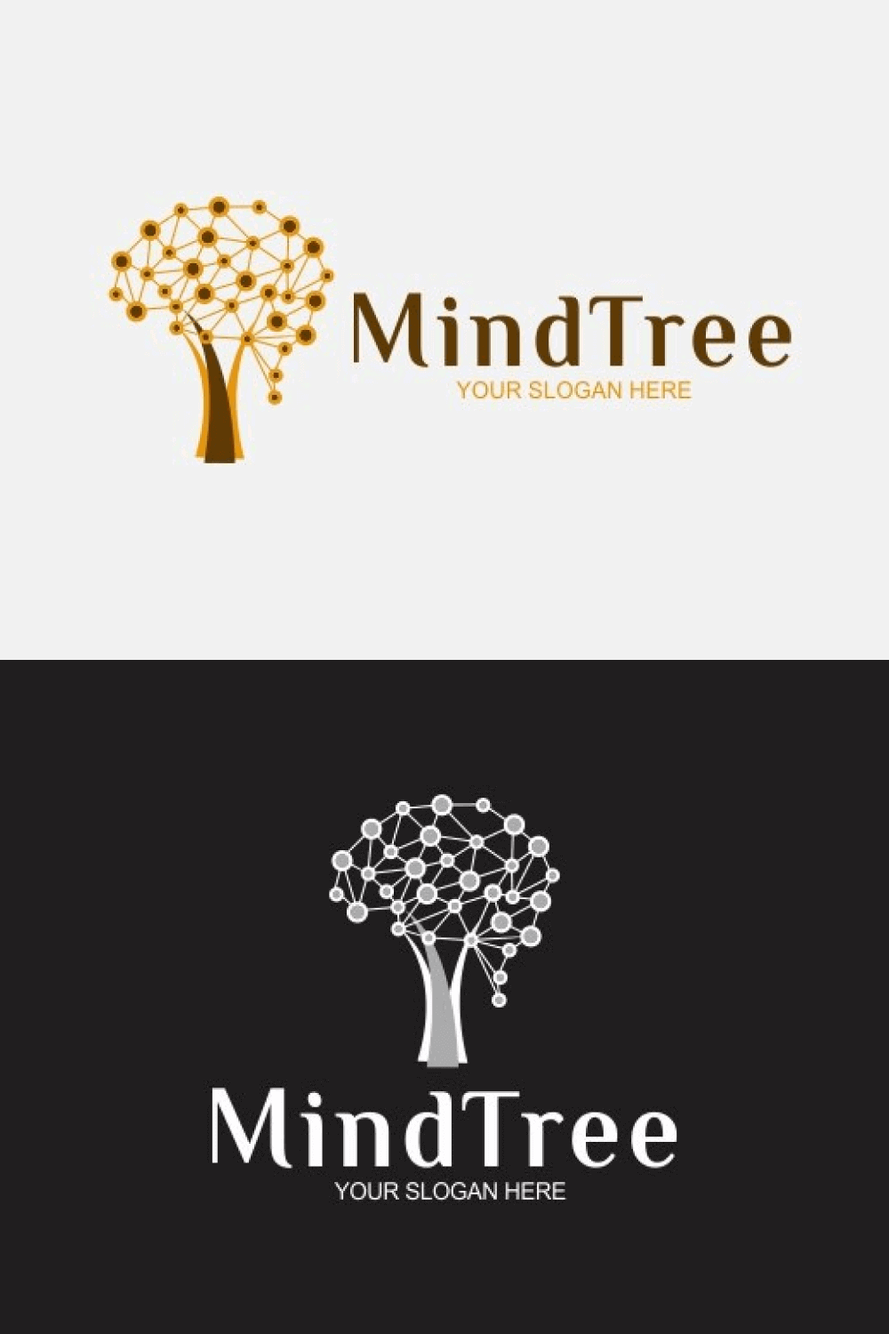 Mind Tree on White and Black Background.