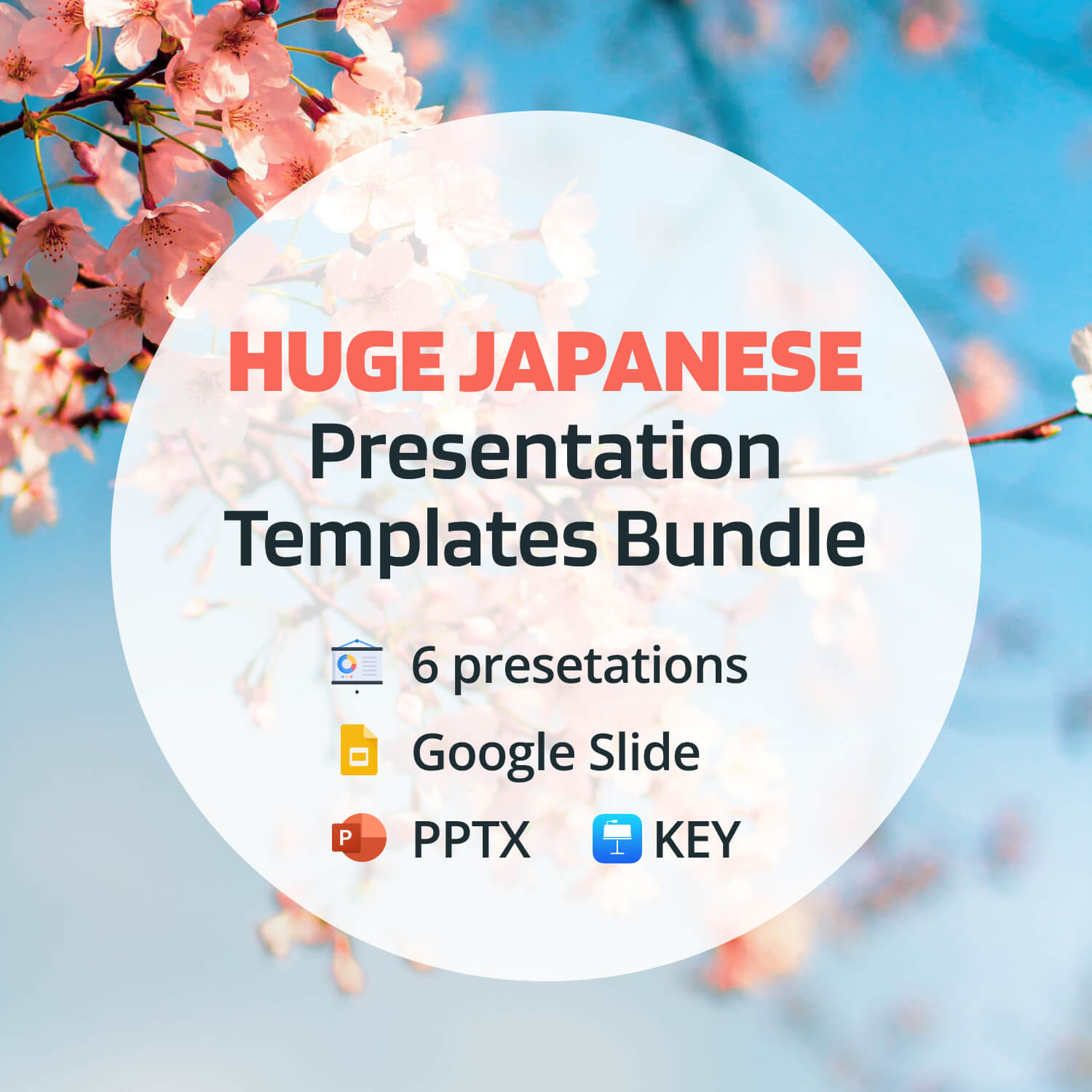 Huge Japanese Presentation Bundle: 300 Slides PPTX, KEY, Google Slides cover image.