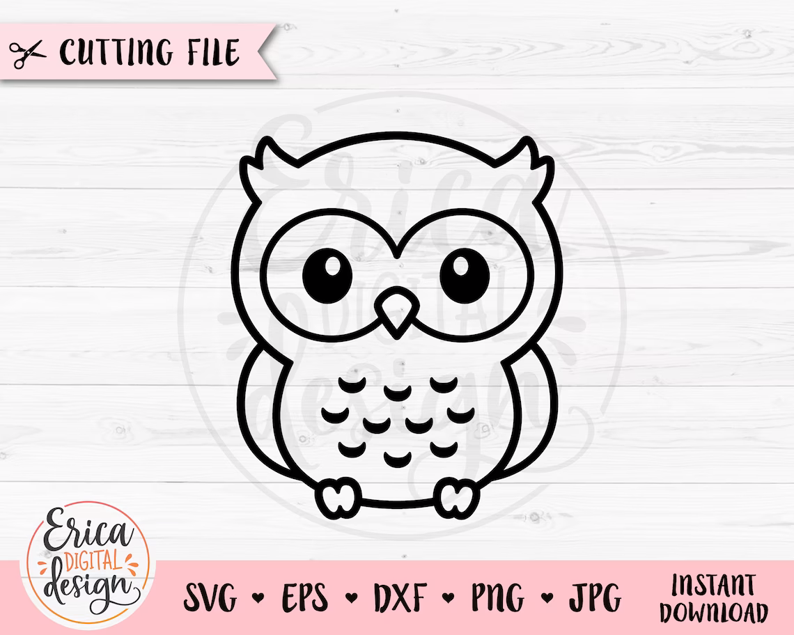 Outline svg cute owl.