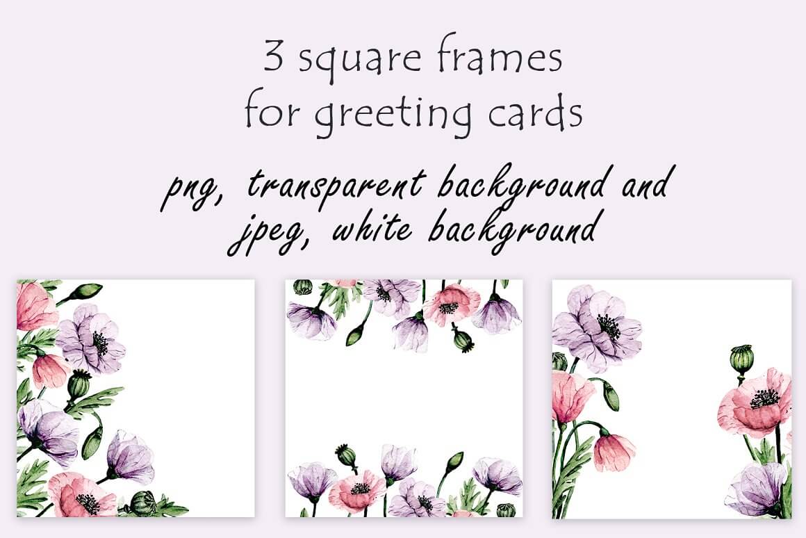 3 Square Frames for Greeting Cards.