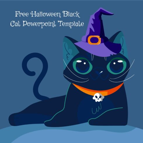 Free Halloween Black Cat Powerpoint Template.