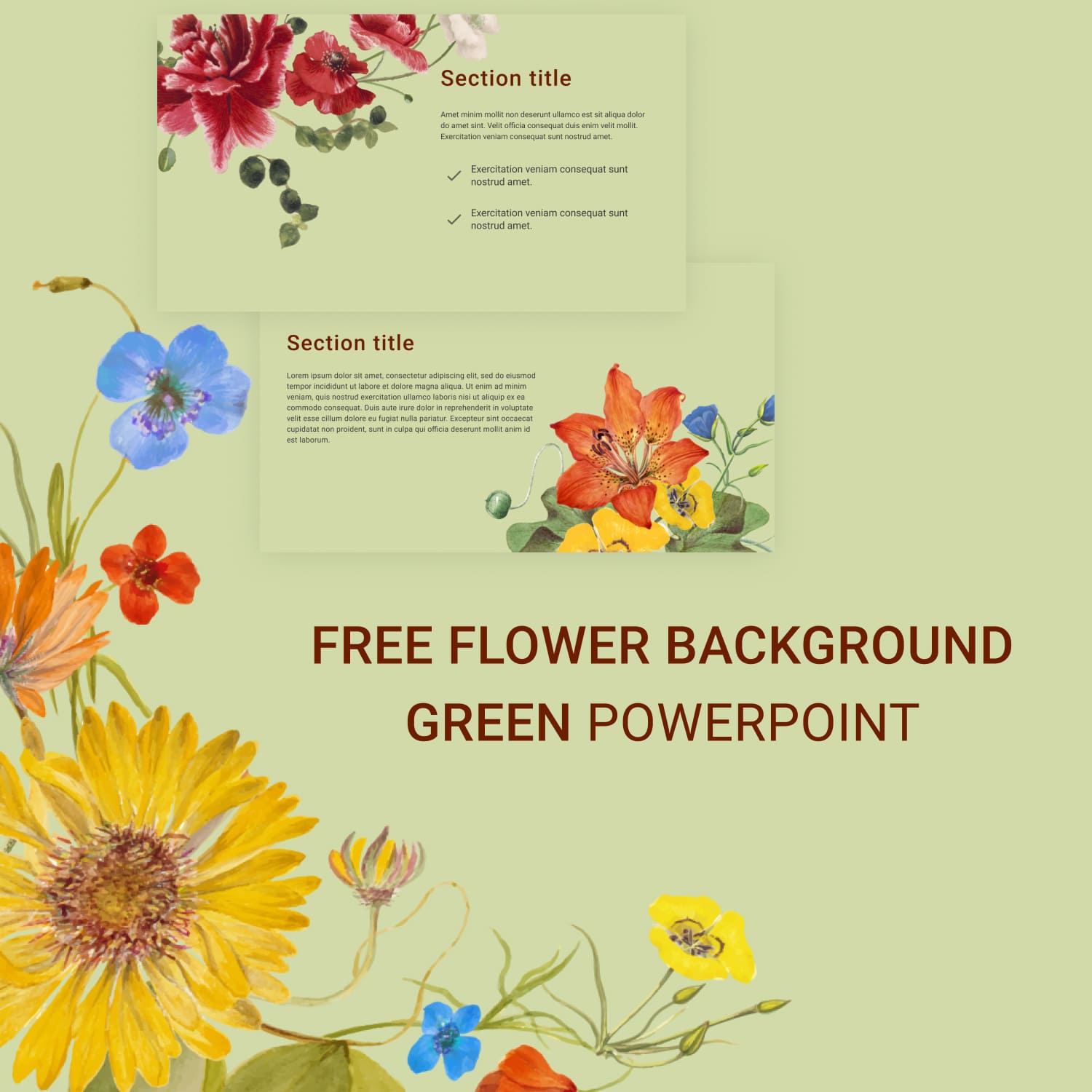 Preview Free Flower Background Green Powerpoint 1500 1.