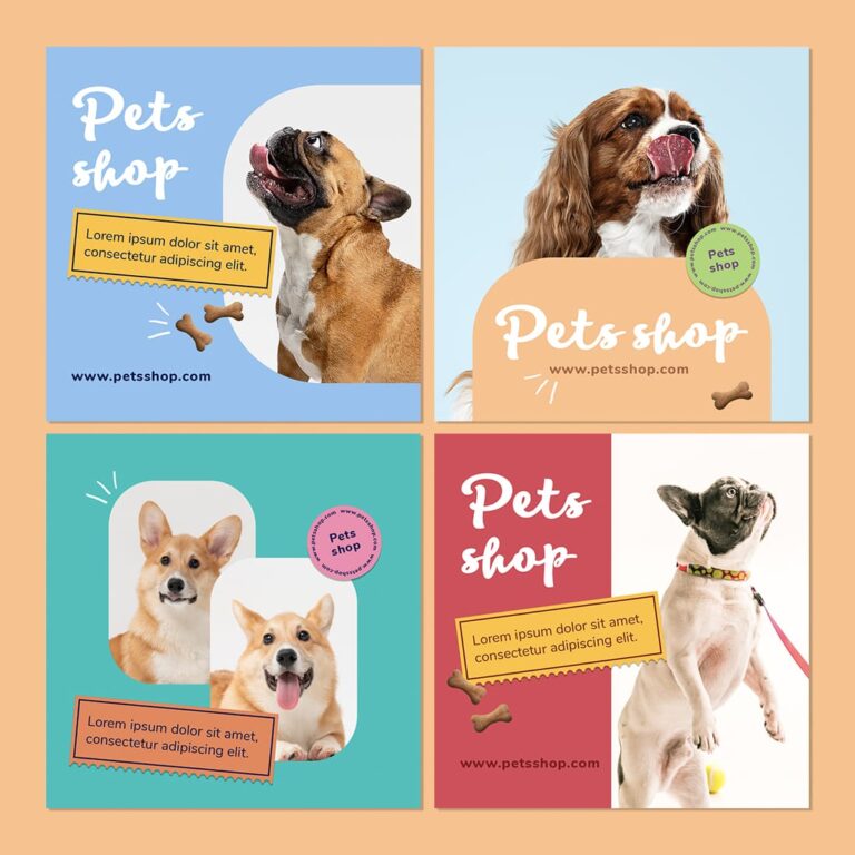 10 Dog Instagram Colorful Post Templates – MasterBundles