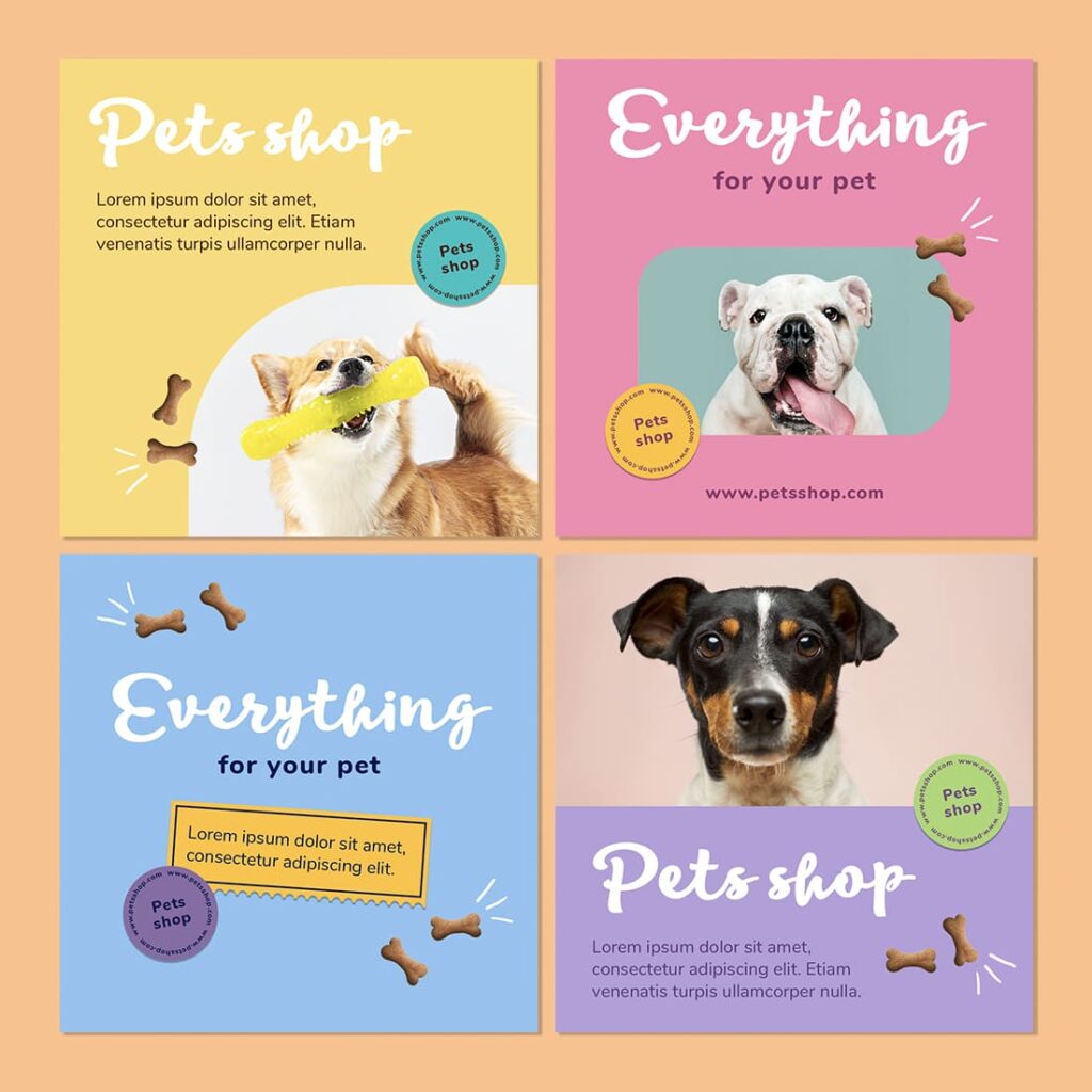 10 Dog Instagram Colorful Post Templates – MasterBundles