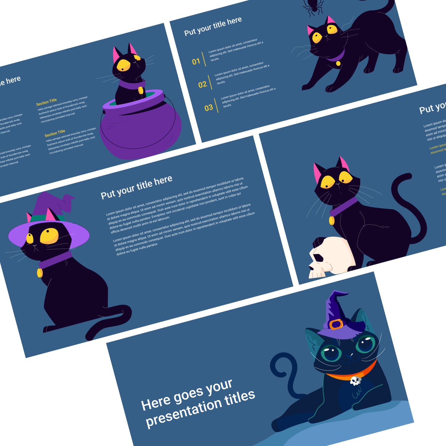 Free Halloween Black Cat Powerpoint Template Cover.