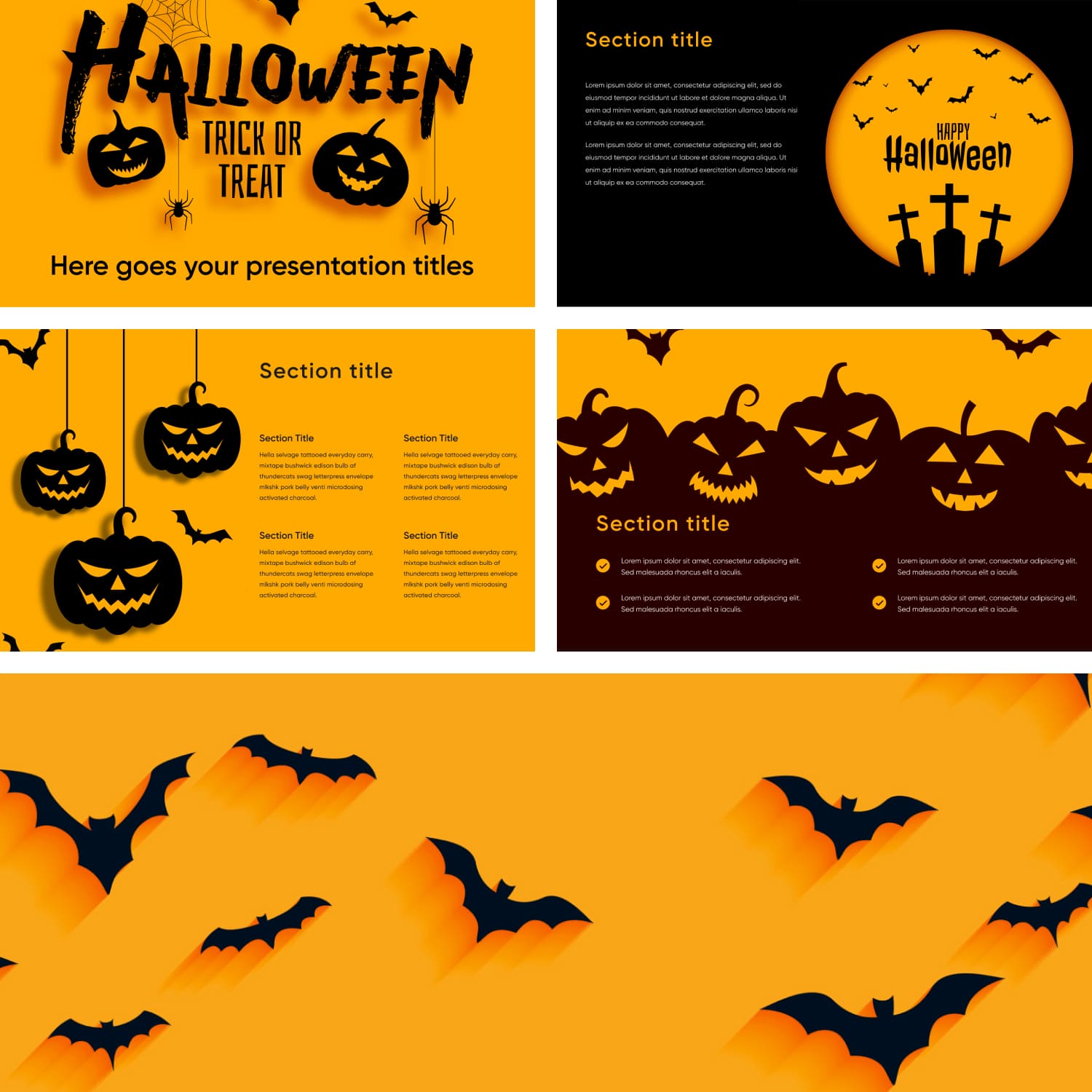 Free Yellow Halloween Powerpoint Template Cover.