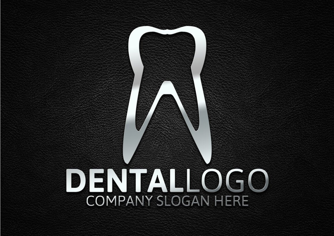 Dentallogo on Black Leather Background.