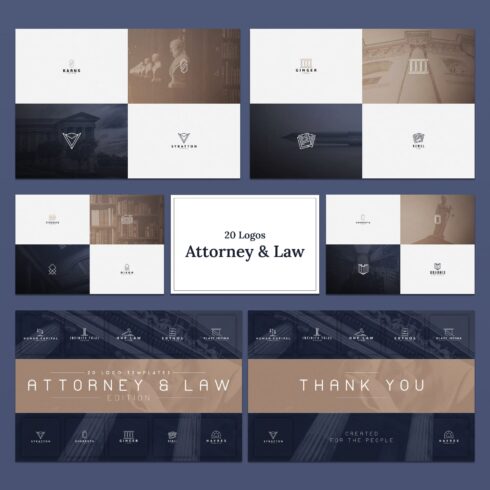 20 Attorney & Law Logos Templates cover images.