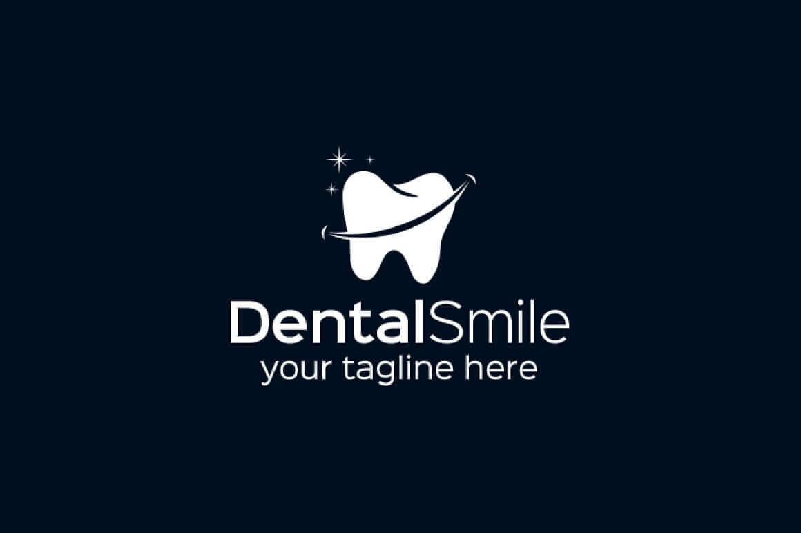 White Dental Smile in Black Background.