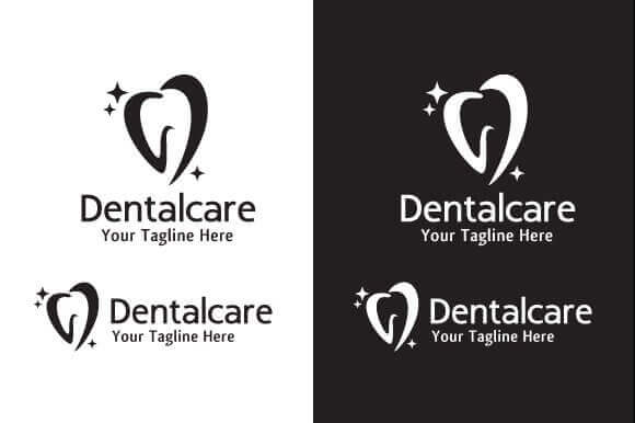 Dentalcare on White and Black Background.