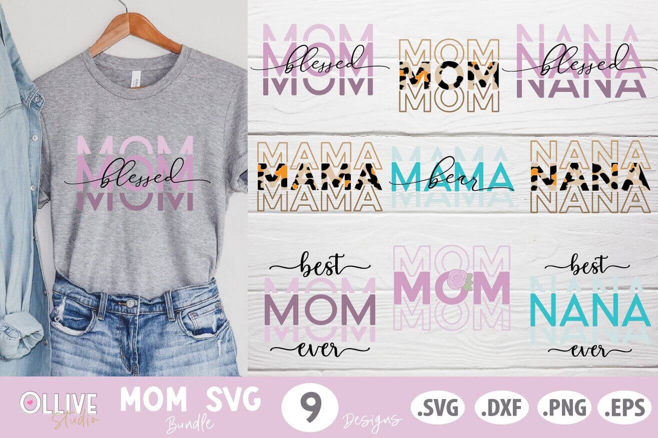 Colorful Designs Mom Bundle SVG.