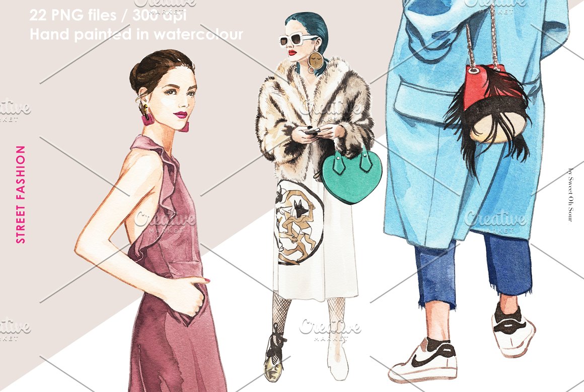 Stylization of personal space of girls in street fashion.
