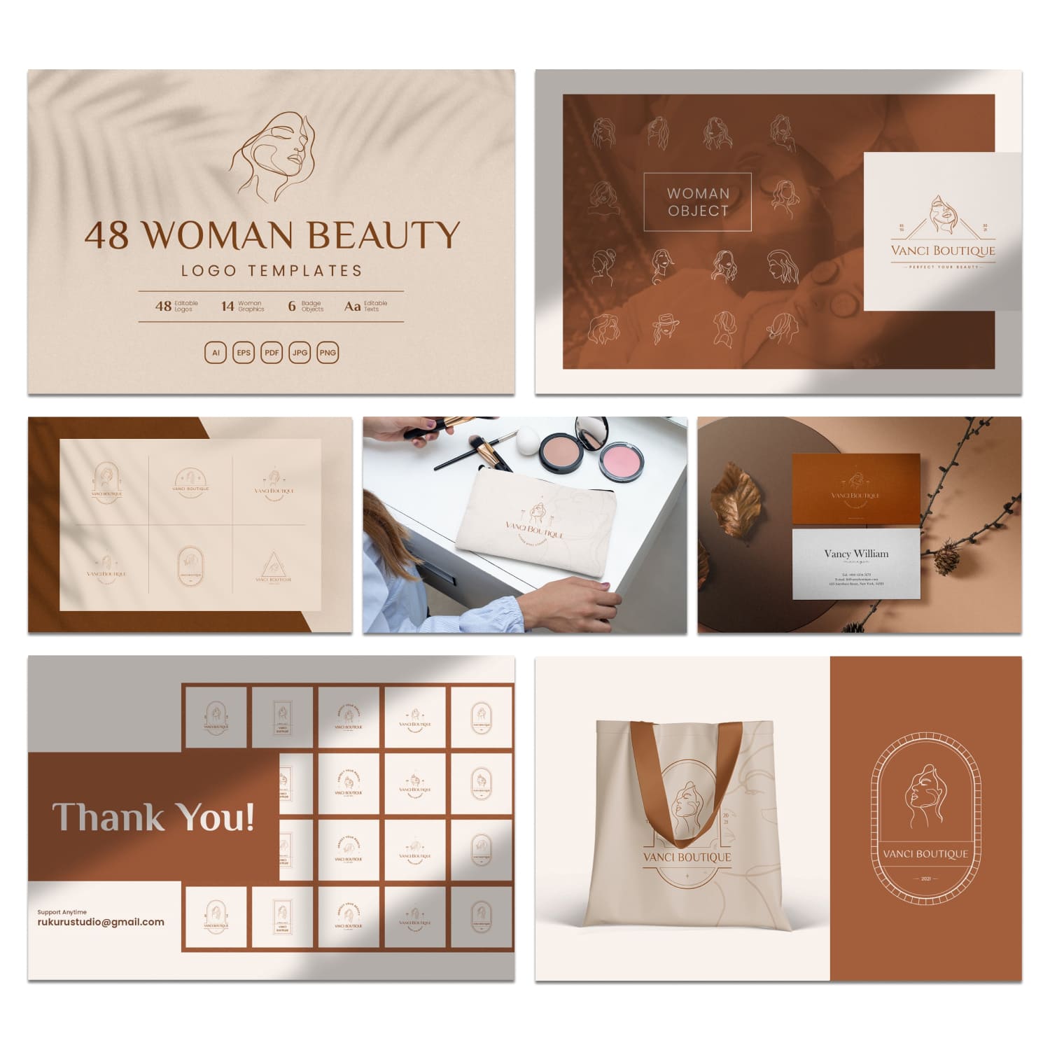 48 Woman Beauty Logo Collection preview image.