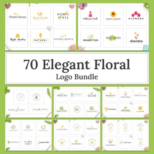 70 Elegant Floral Logo Feminine Bundle cover image.