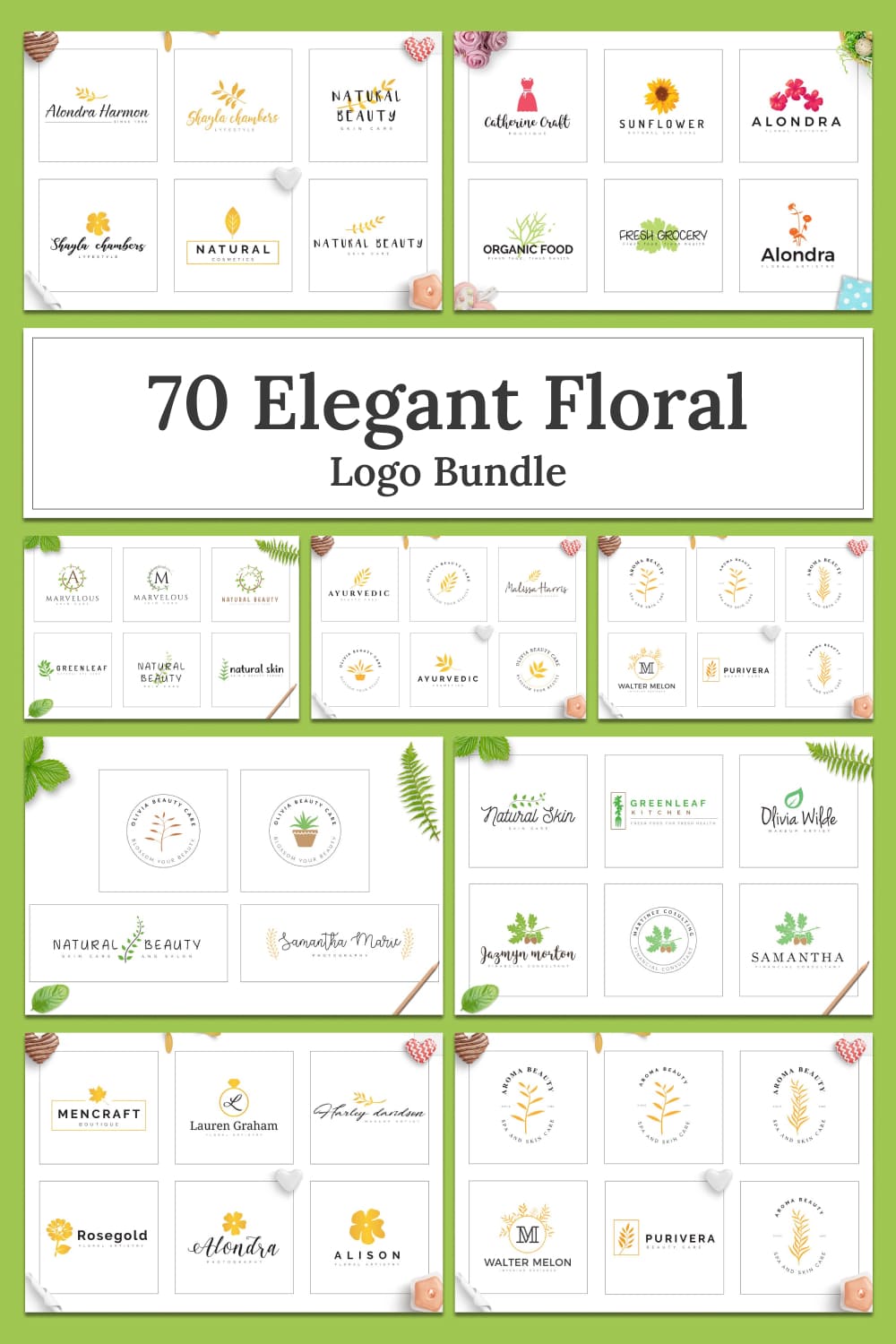 70 elegant floral logo for women.