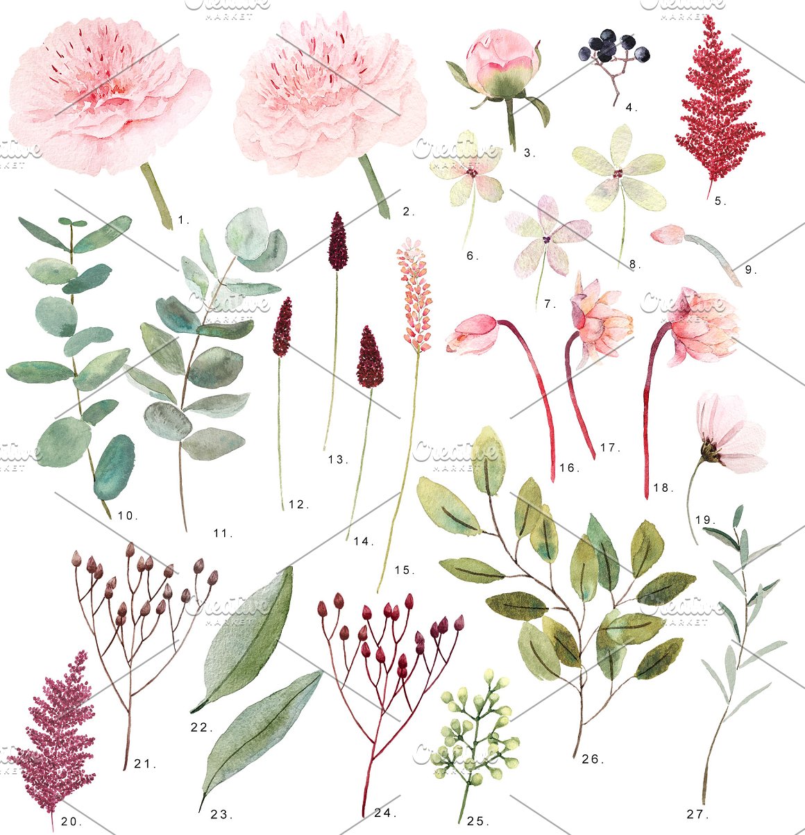 Different patterns of peonies.