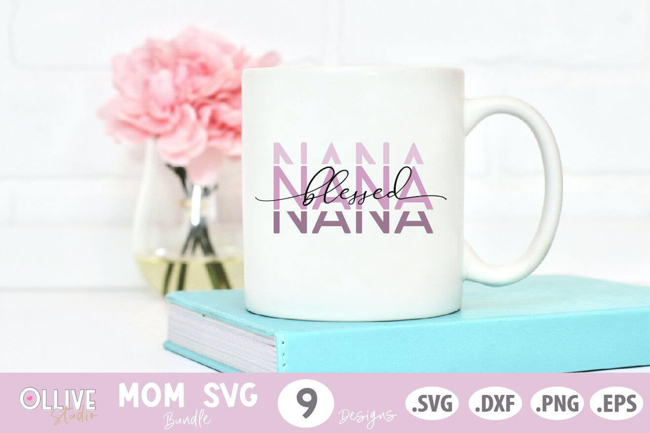White Cup with Mom Bundle SVG.
