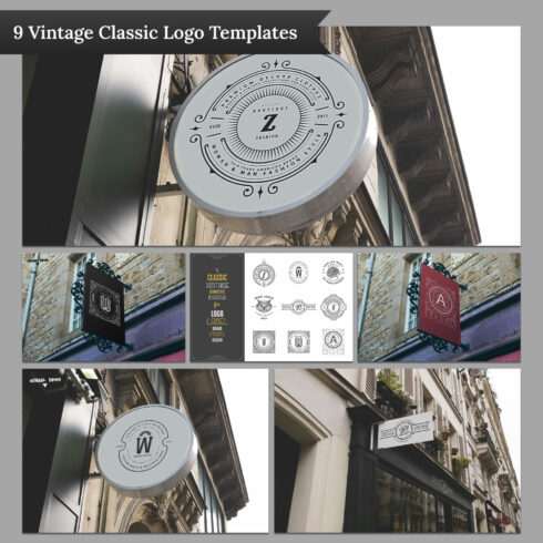 9 Vintage Classic Logo Templates cover image.