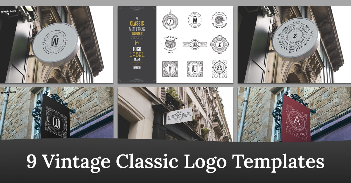 vintage classic logo templates for your projects.