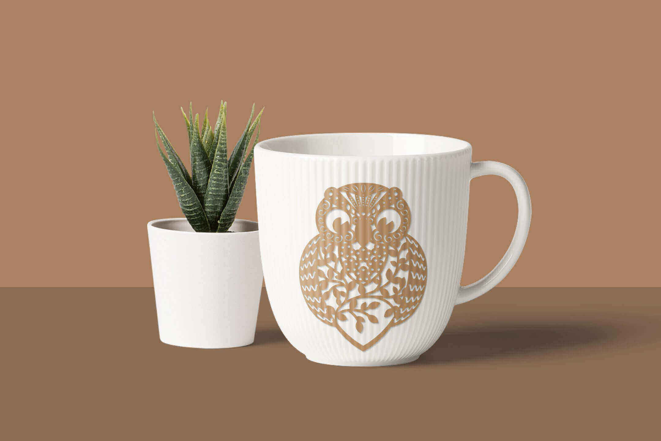 Paper Cut Design Owl on the Cup.