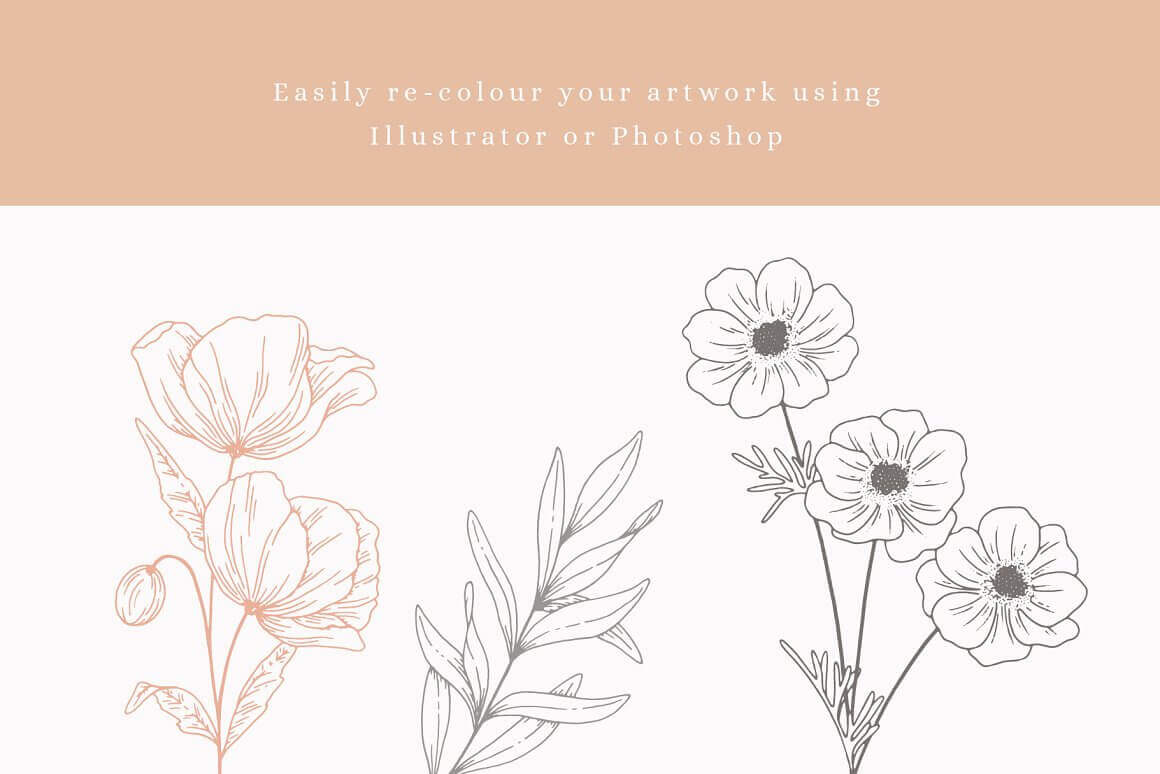 Easily re-colour your artwork using Illustrator or Photoshop.