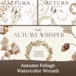 Photoshop Graphics - Autumn Foliage Watercolor Wreath cover image.