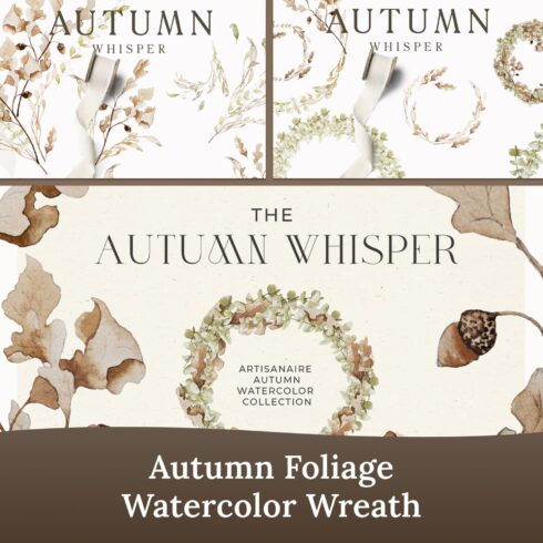 Photoshop Graphics - Autumn Foliage Watercolor Wreath cover image.