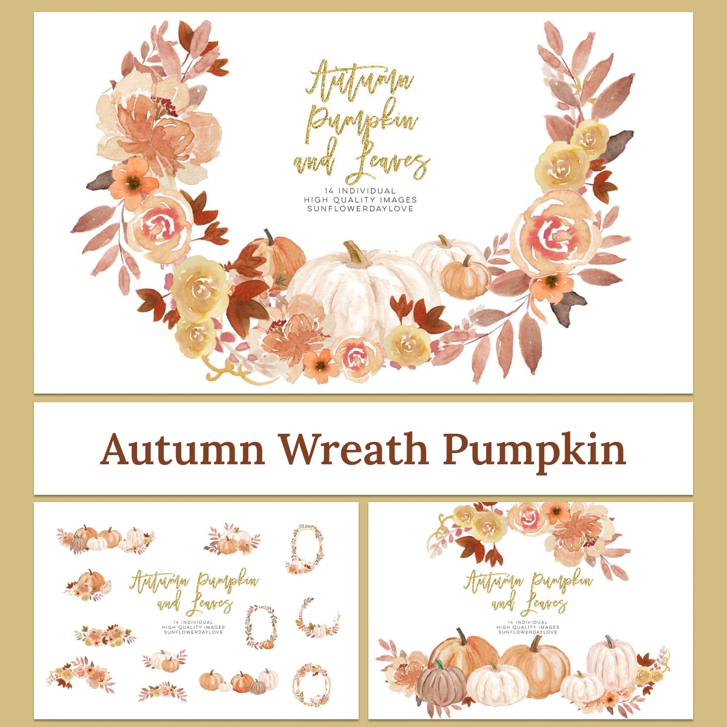 Autumn Wreath Pumpkin Clipart Collection cover image.